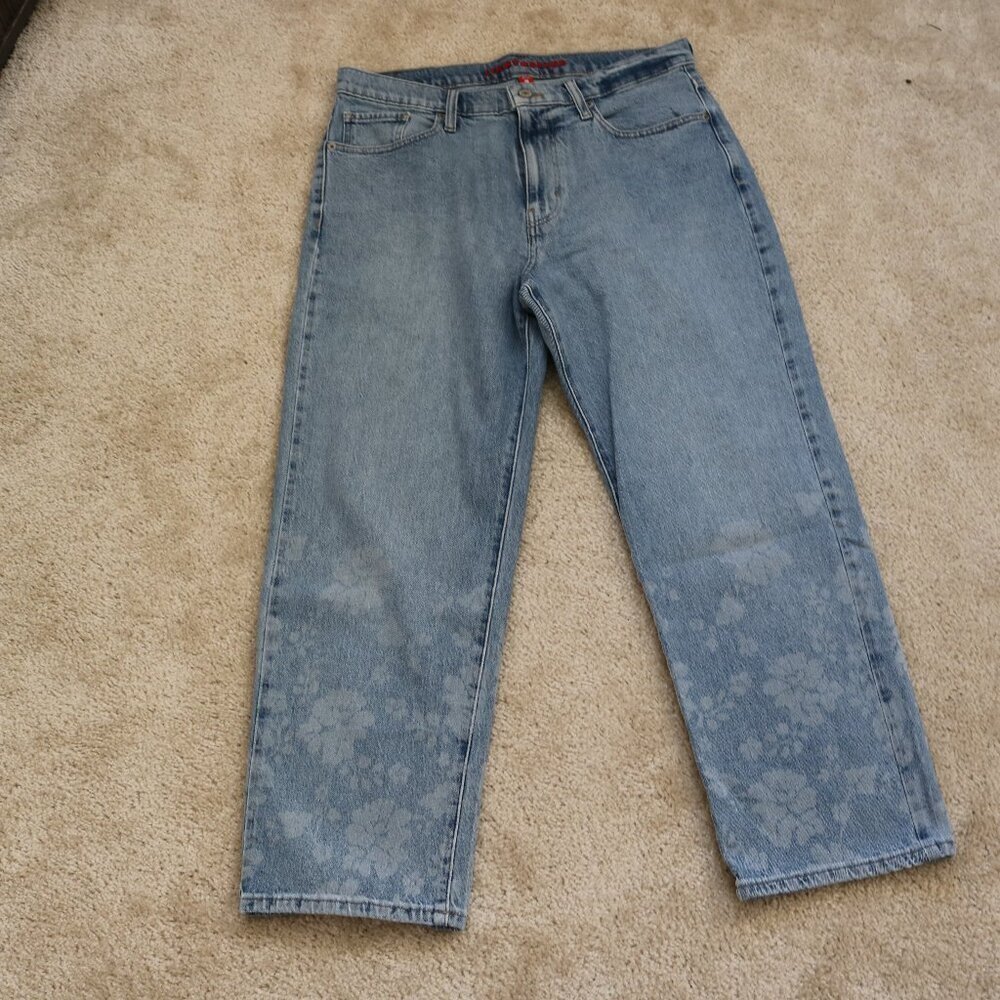 Lucky Brand Women's High Rise Light Blue Jeans with Floral Design